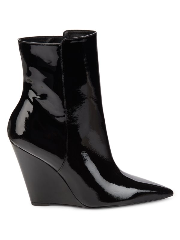 Stuart Weitzman Patent Leather Wedge Ankle Boots